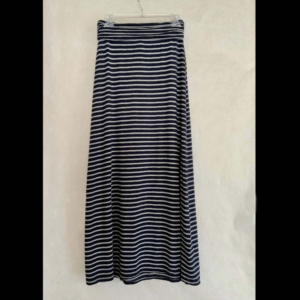 J. Crew Grey and Navy Striped Maxi Skirt